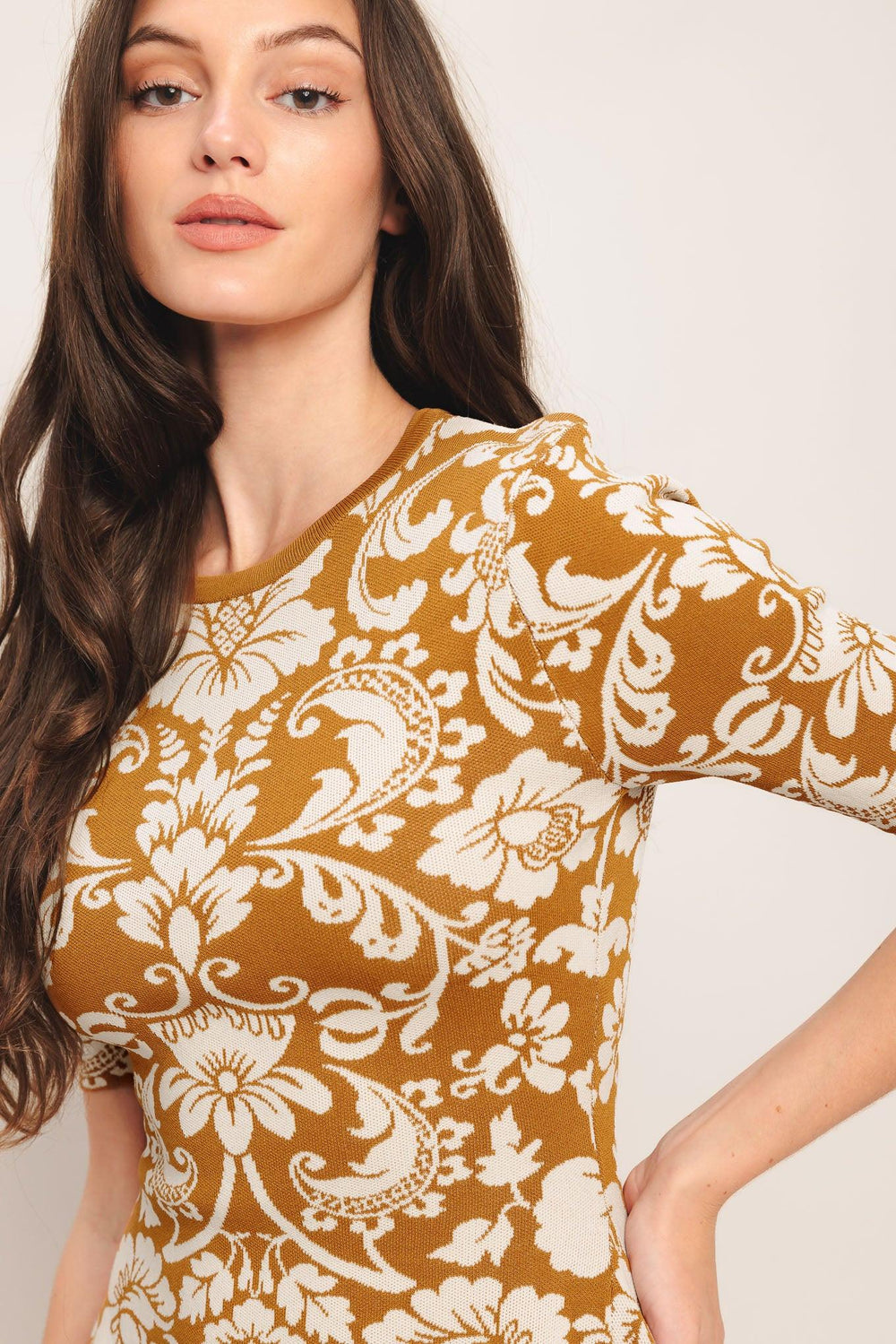 Amber Bloom Sweater Knit Mini Dress from KADOU Boutique