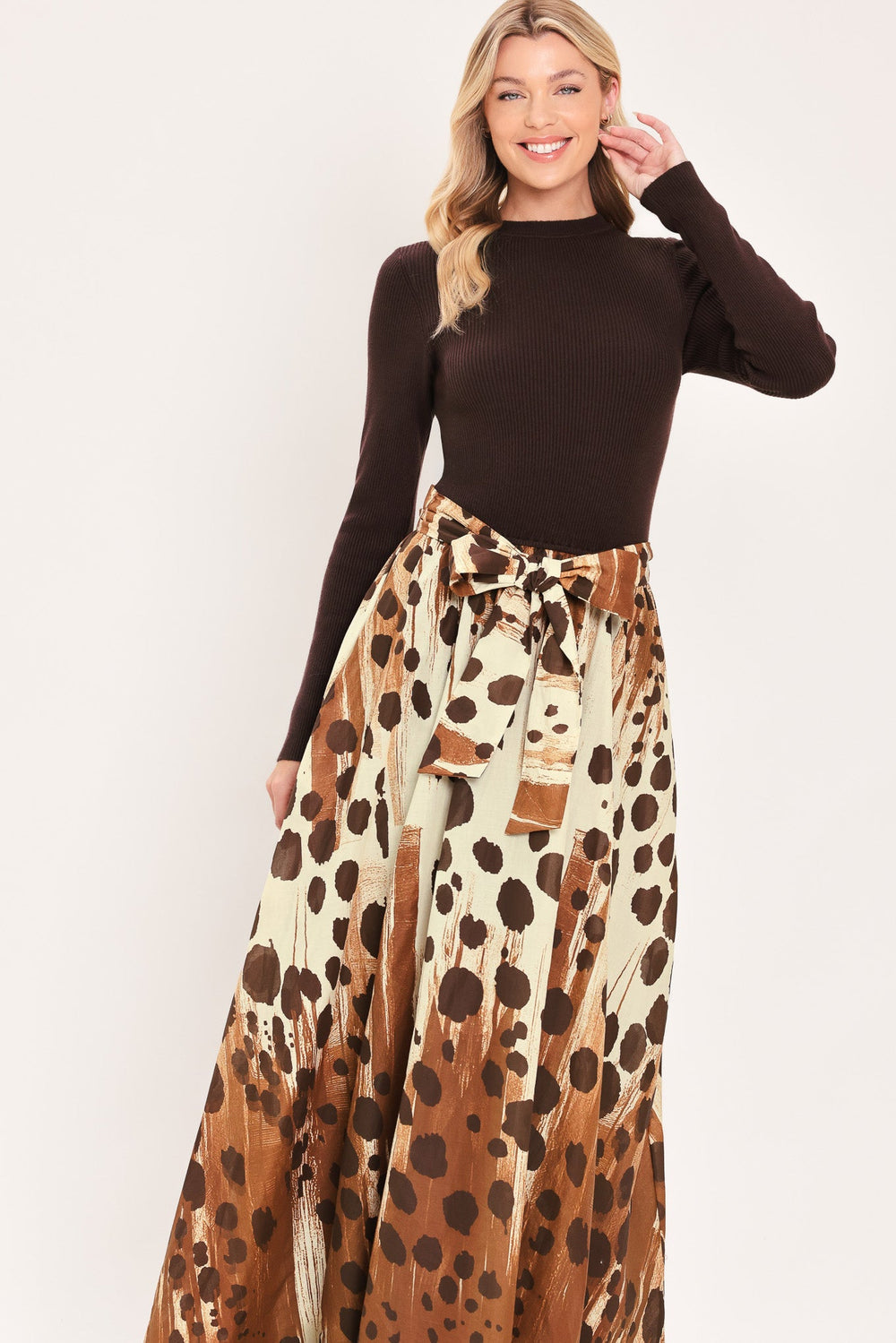 Amber Spot Serenade Sweater Woven Maxi Dress from KADOU Boutique