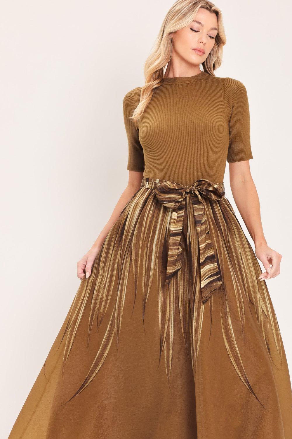 Golden Quill Romance Midi Dress from KADOU Boutique
