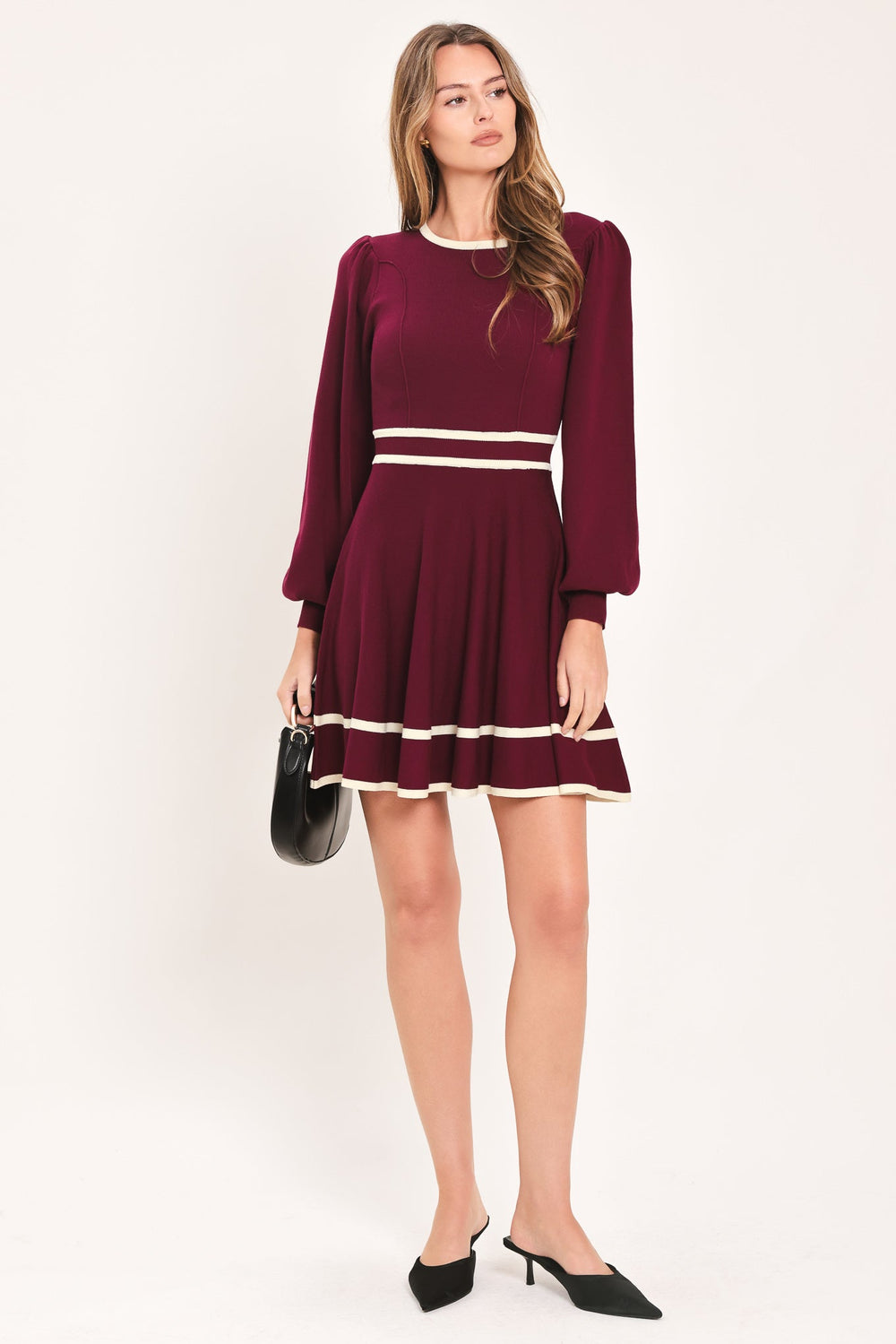 Merlot Ivory Moment Sweater Mini Dress from KADOU Boutique