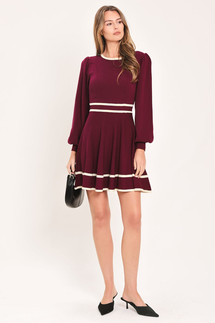 Merlot Ivory Moment Sweater Mini Dress from KADOU Boutique