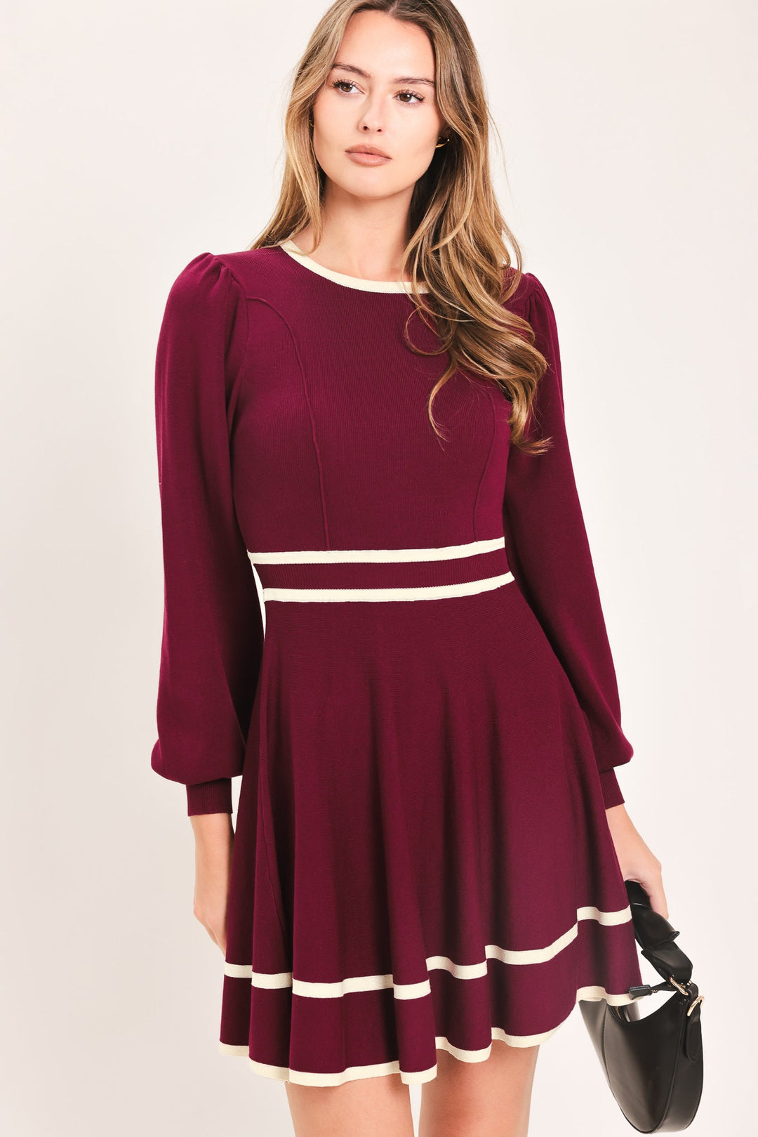 Merlot Ivory Moment Sweater Mini Dress from KADOU Boutique