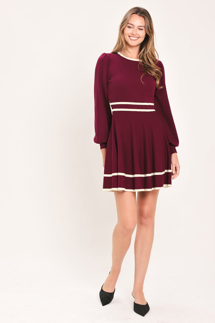 Merlot Ivory Moment Sweater Mini Dress from KADOU Boutique