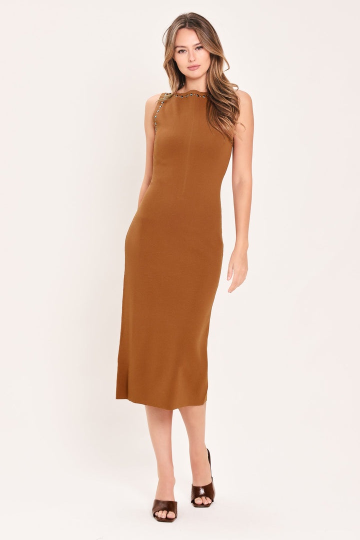 Saddlewood Elegance Sweater Knit Midi Dress from KADOU Boutique