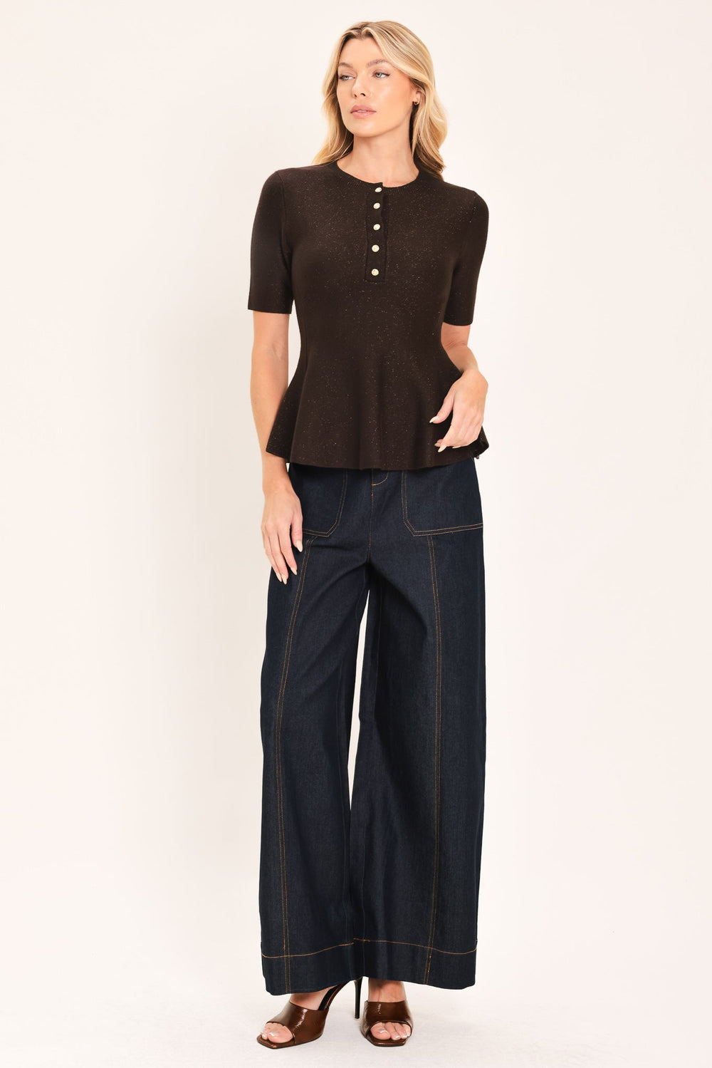 Java Peplum Polish Sweater Knit Top from KADOU Boutique