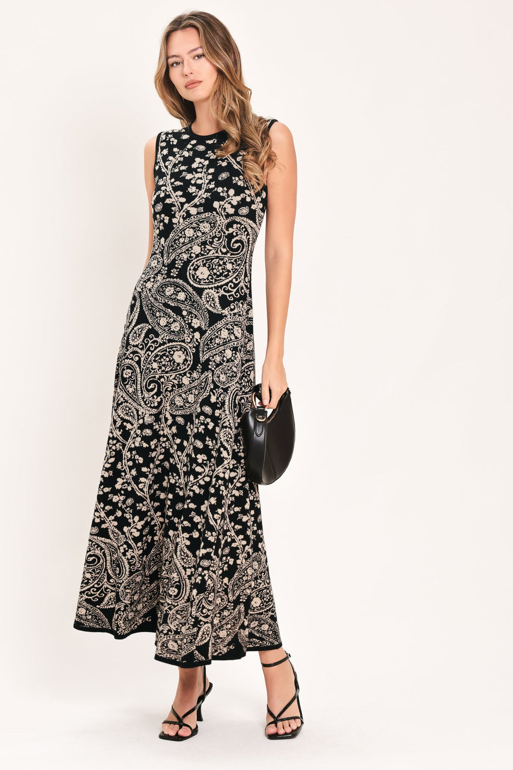 Hazel Paisley Embrace Jacquard Sweater Midi Dress from KADOU Boutique