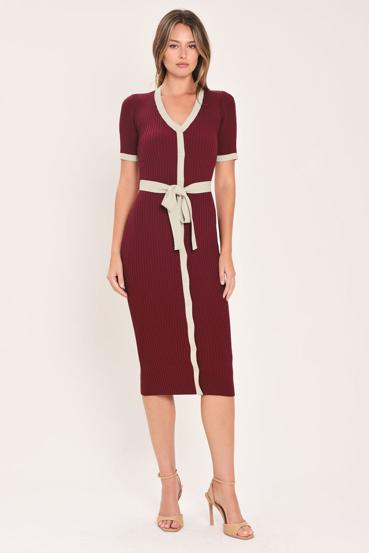Sweetest Season Button Down Sweater Midi Dress from KADOU Boutique