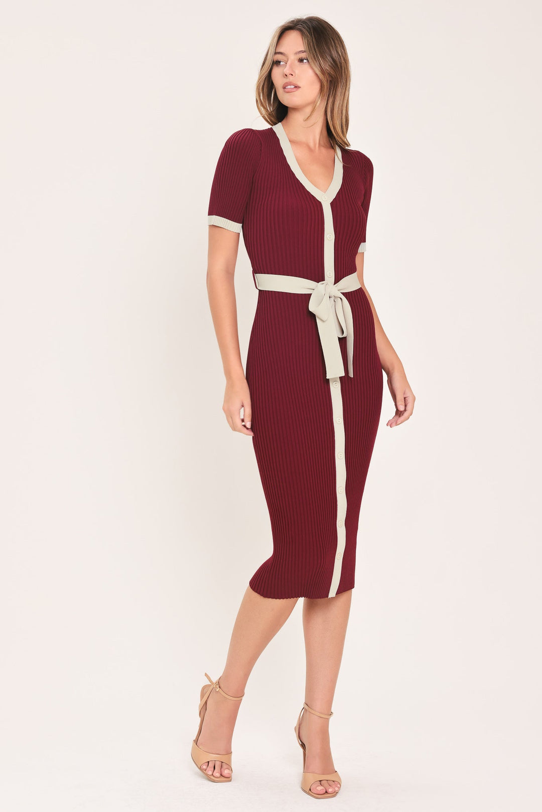 Sweetest Season Button Down Sweater Midi Dress from KADOU Boutique