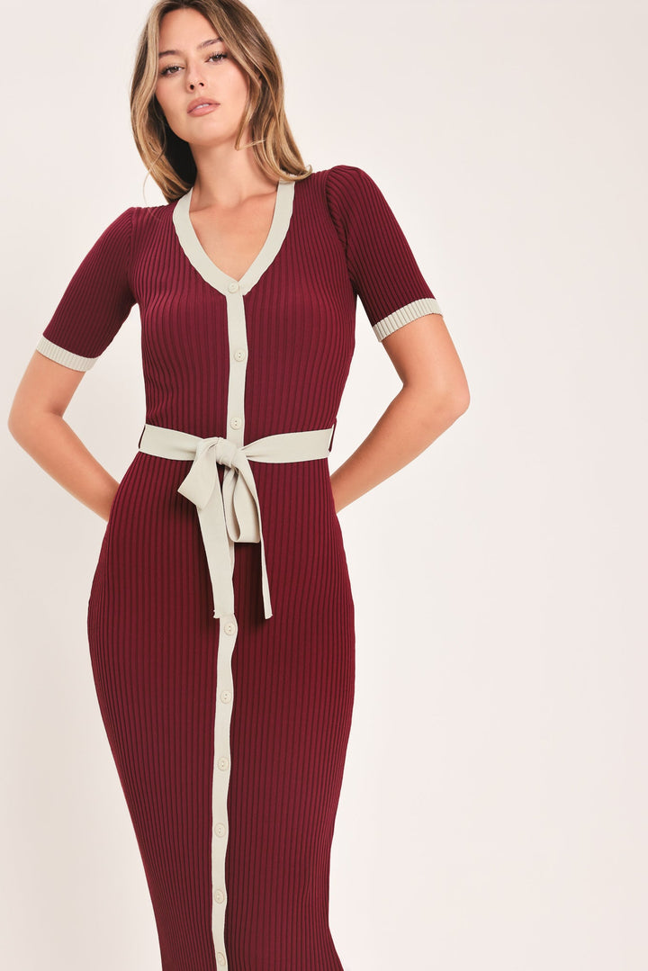 Sweetest Season Button Down Sweater Midi Dress from KADOU Boutique