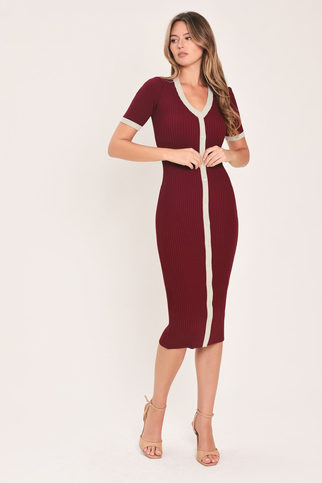 Sweetest Season Button Down Sweater Midi Dress from KADOU Boutique