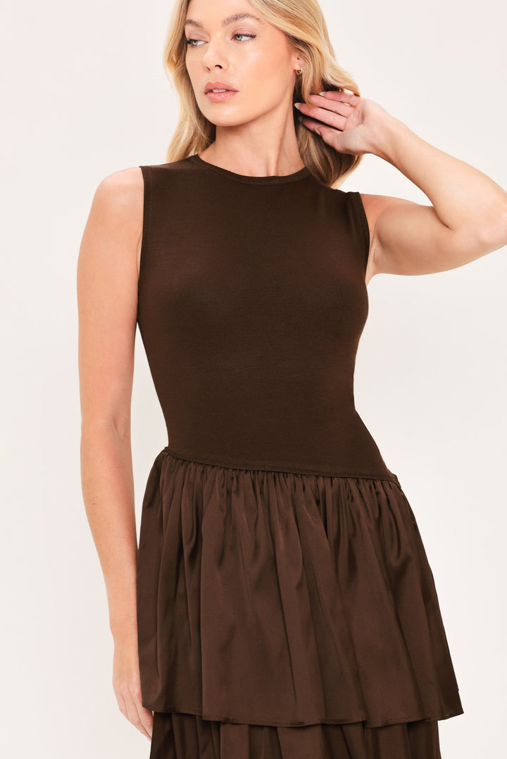 Coffee Layered Poise Sweater Midi Dress from KADOU Boutique