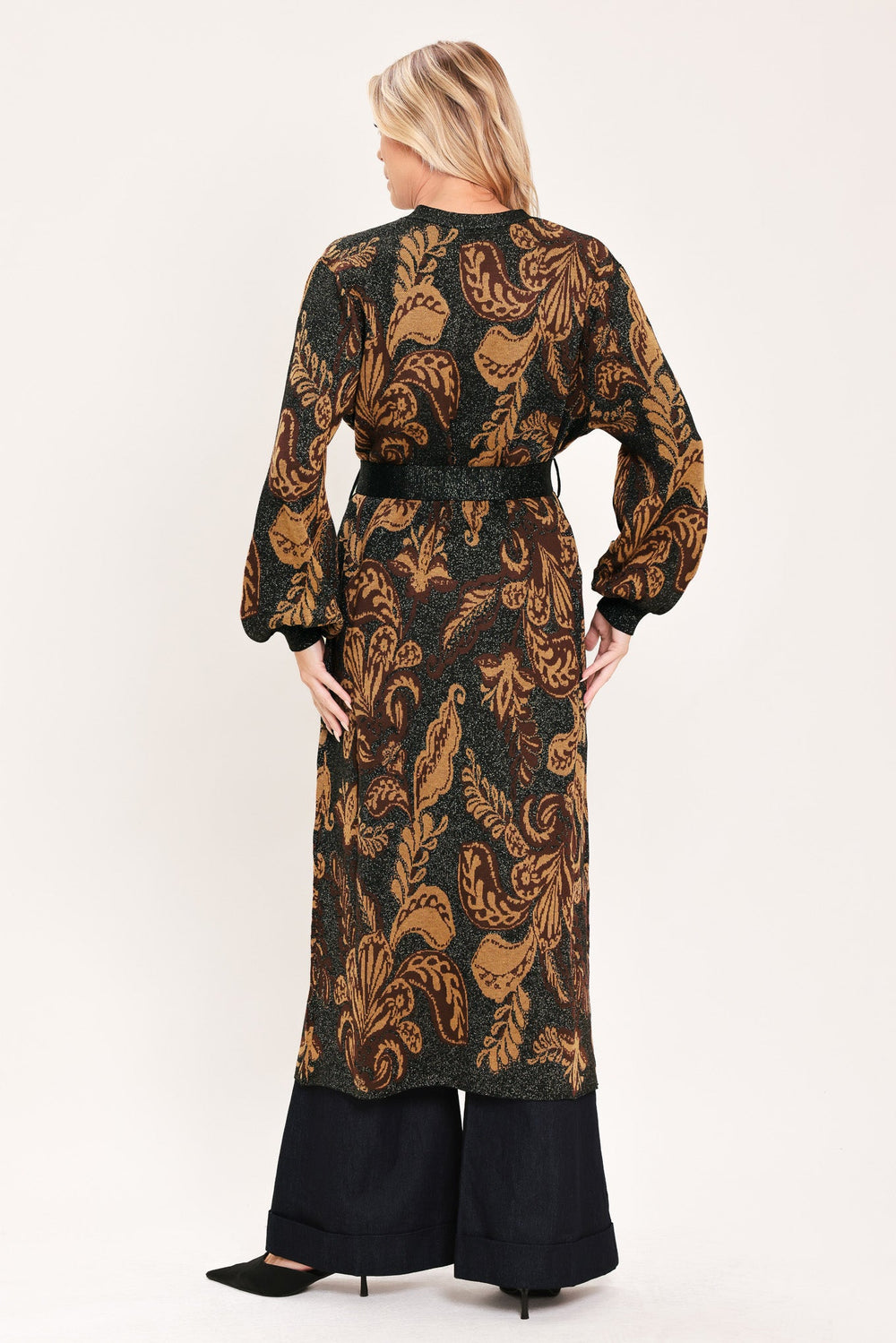 Vintage Garden Jacquard Sweater Knit Midi Cardigan from KADOU Boutique