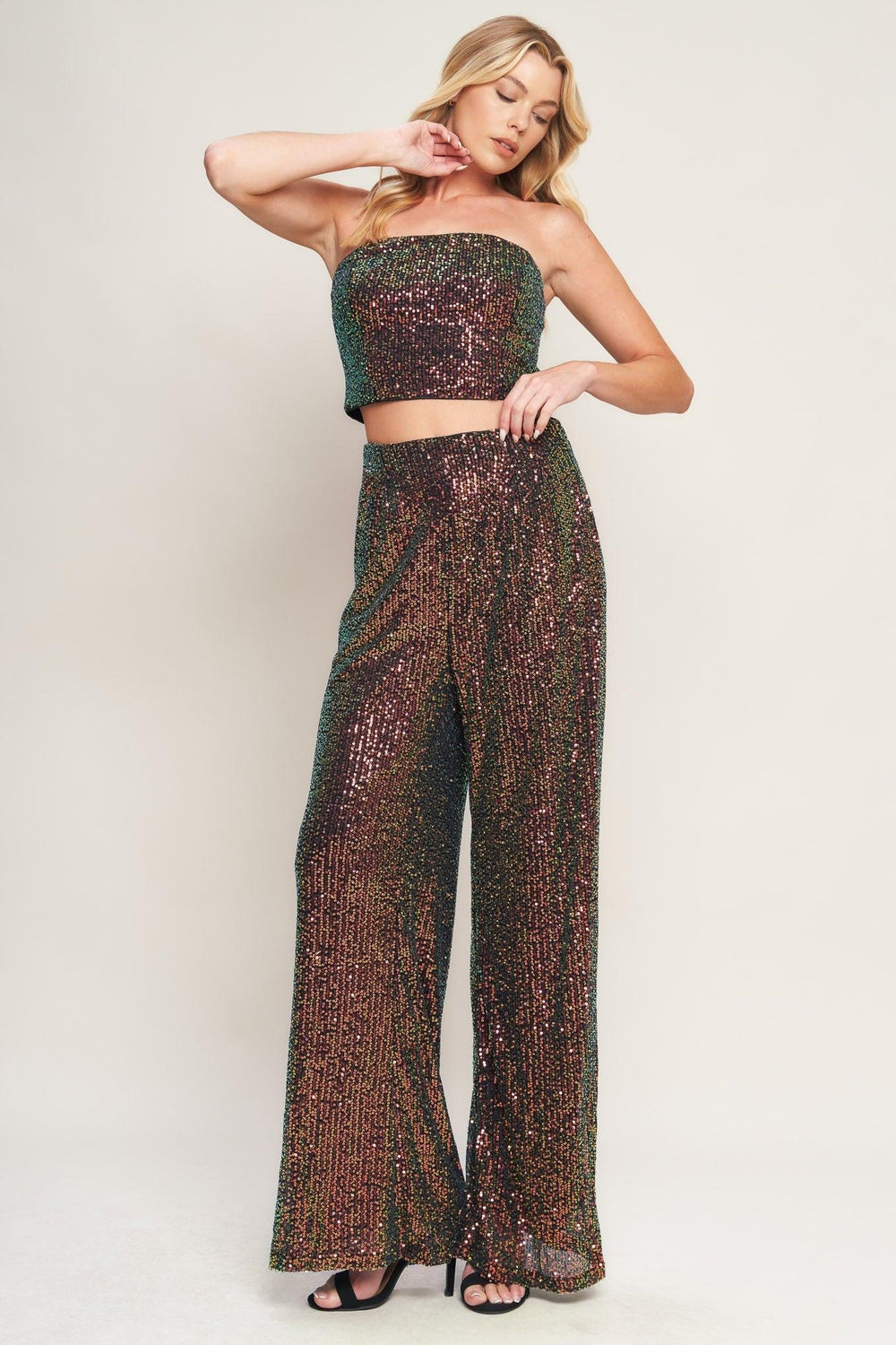 Charming Composure Sequin Top and Bottom Set from KADOU Boutique