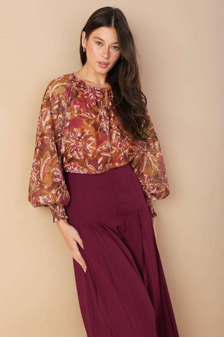 SUNSET STROLL WOVEN TOP