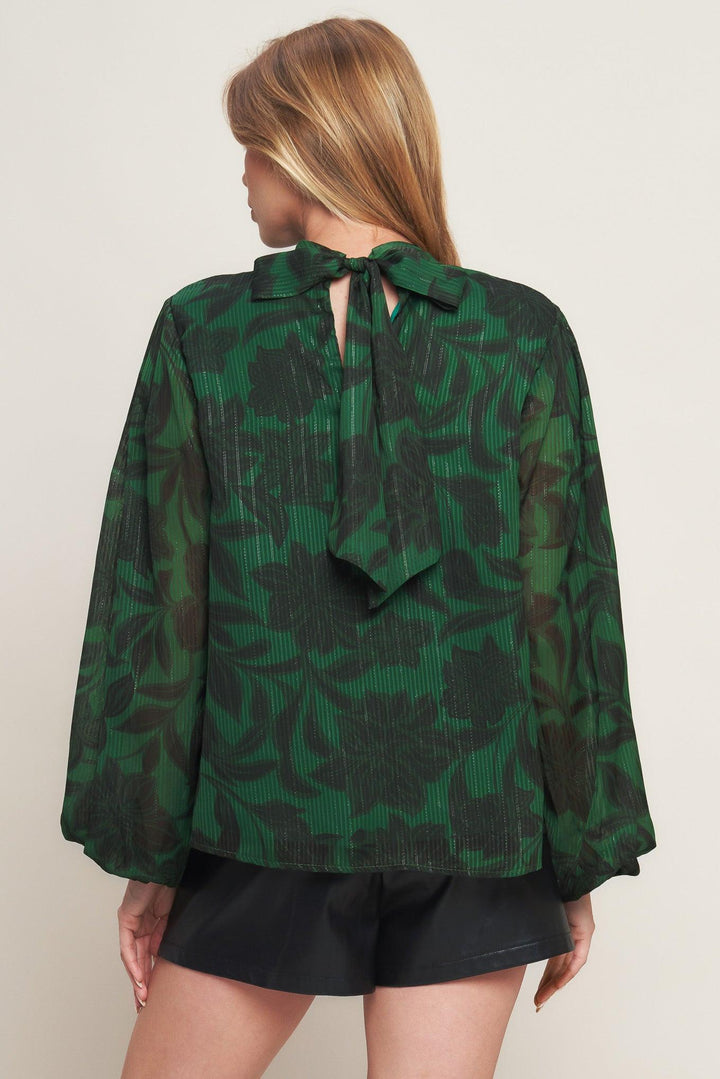 NOIR LEAF GREEN WOVEN TOP