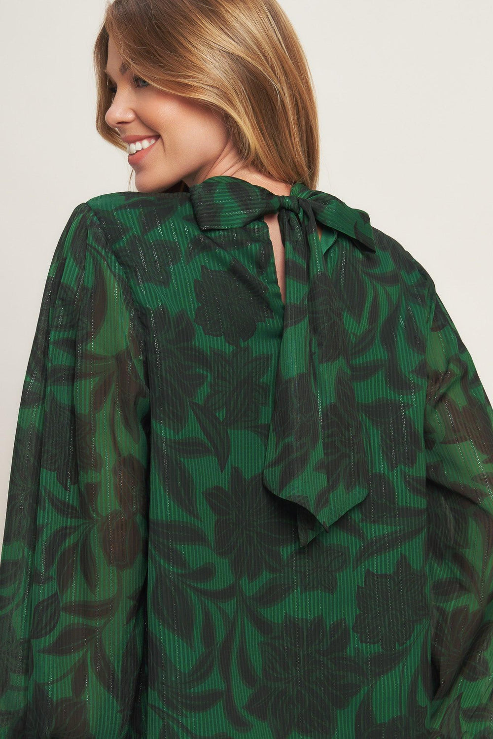 Noir Leaf Green Woven Top from KADOU Boutique