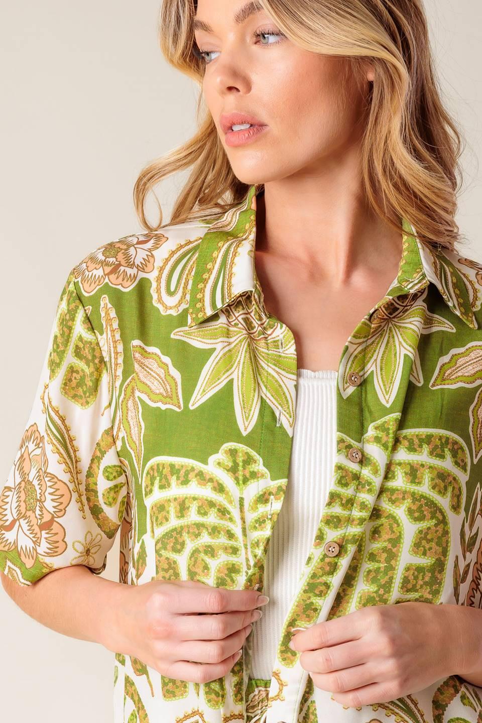 Distant Echoes Green Woven Shirt from KADOU Boutique