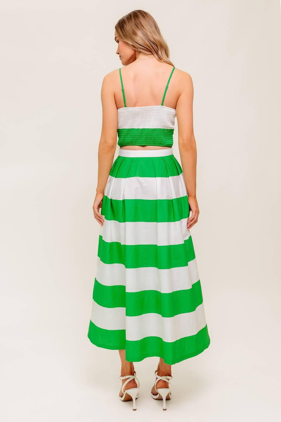 Infinite Flare Green Woven Top and Skirt Set from KADOU Boutique
