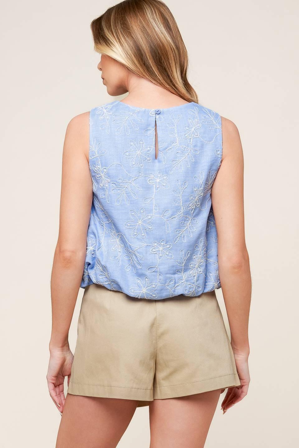 Chicest State Blue Embroidered Top from KADOU Boutique