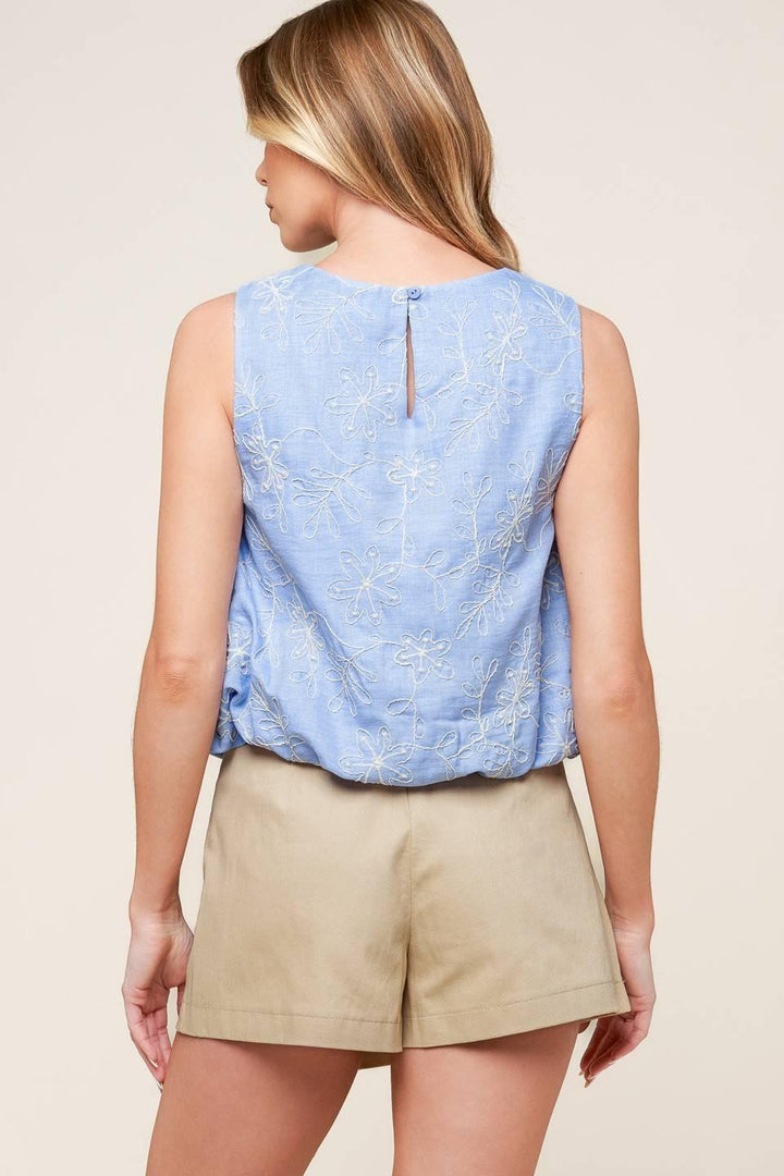 Chicest State Blue Embroidered Top from KADOU Boutique