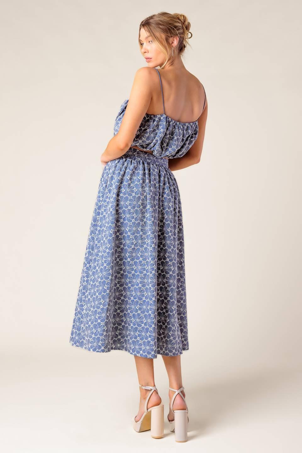 The Beauty of Now Woven Eyelet Top and Skirt Set from KADOU Boutique