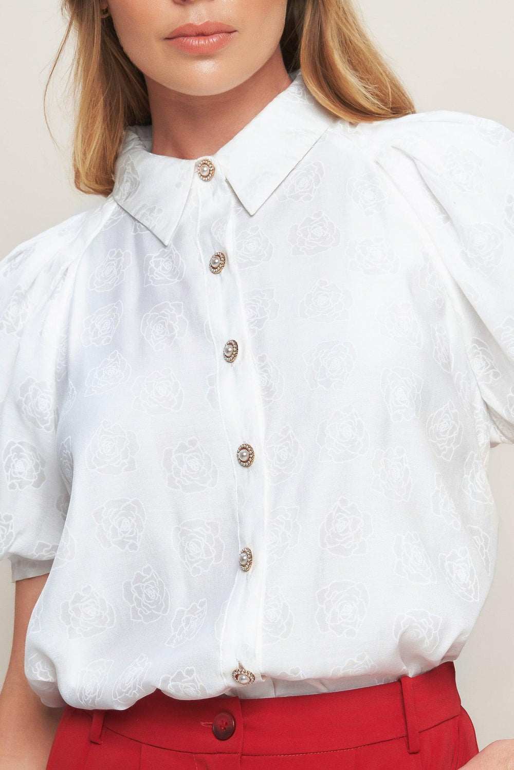 Vineyard Stroll Ivory Woven Top from KADOU Boutique