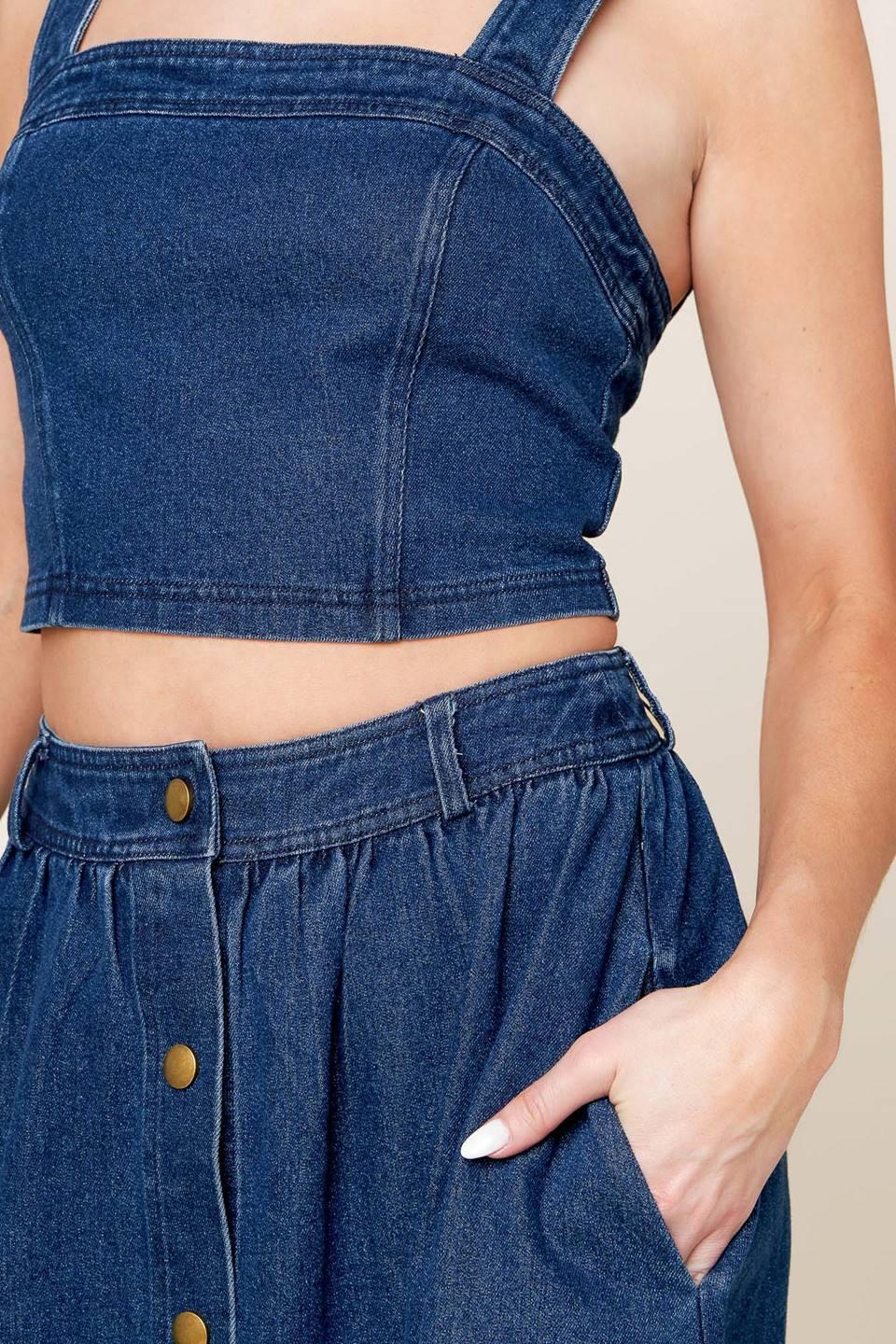Simply the Vibe Denim Top and Skirt Set from KADOU Boutique