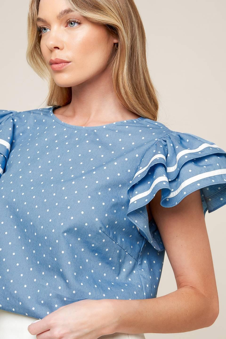 Weekend Getaway Blue Woven Top from KADOU Boutique