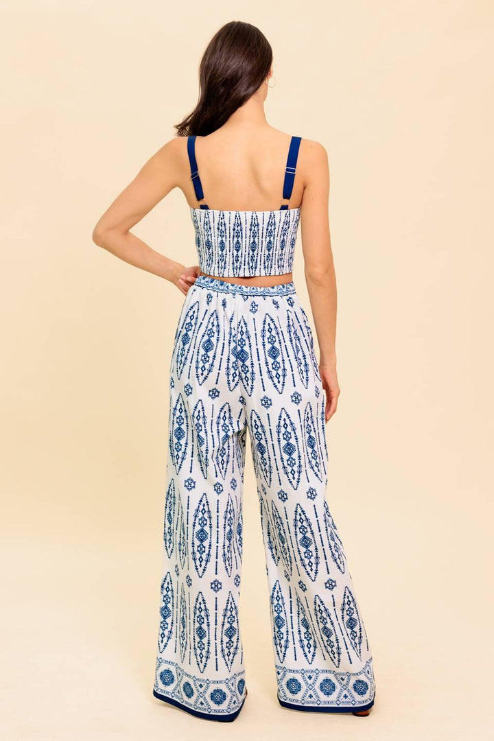 Modern Approach Navy Woven Top and Pant Set from KADOU Boutique