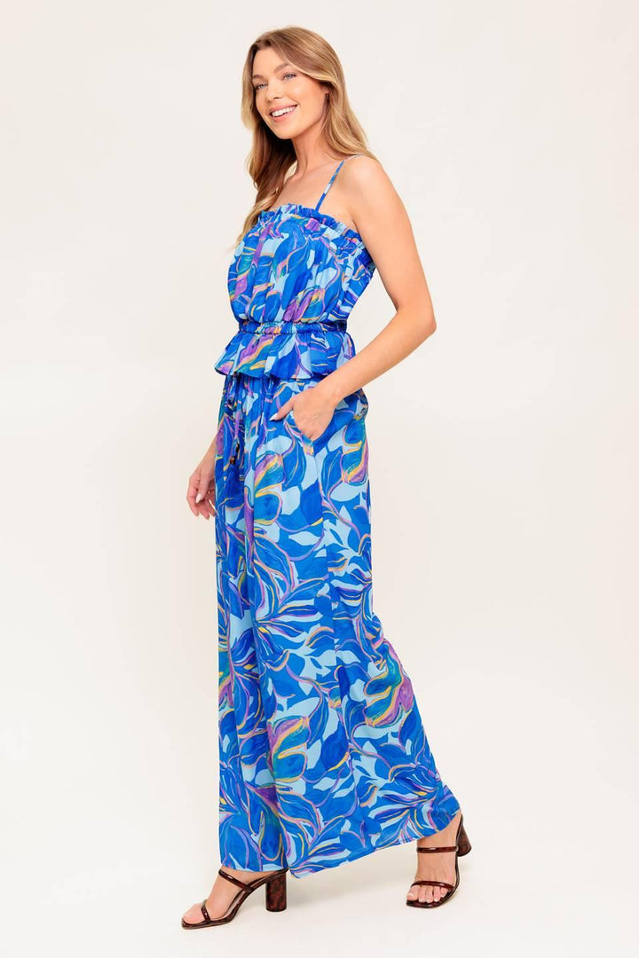 Cherished Kiss Blue Woven Top and Pants Set from KADOU Boutique