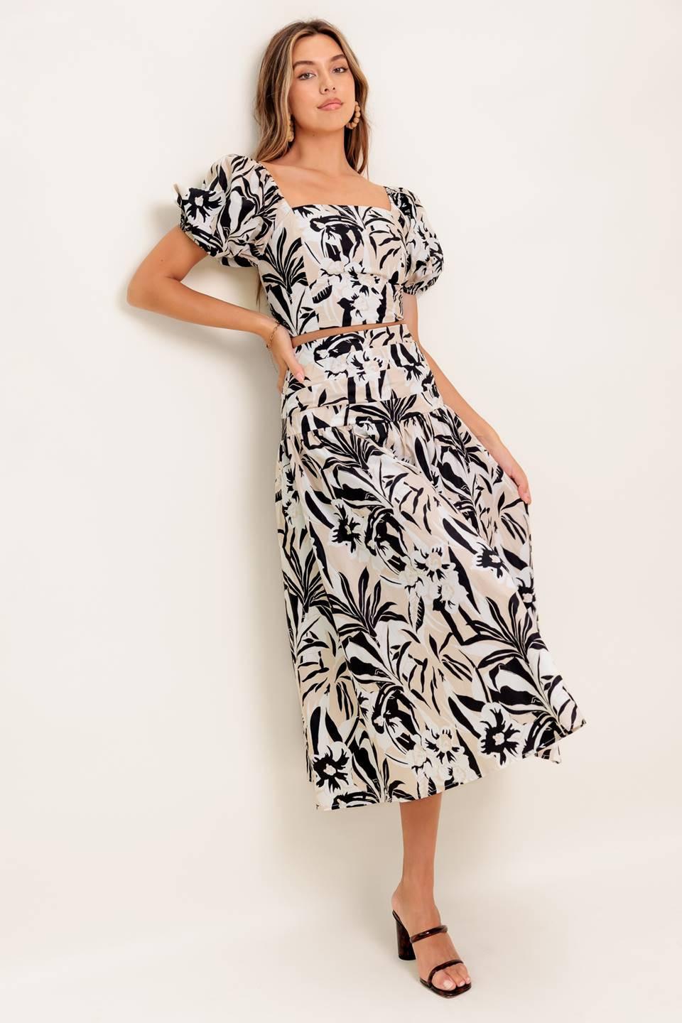 Neutral Zone Woven Top and Skirt Set from KADOU Boutique