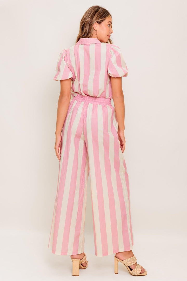 WINK &amp; WALK STRIPE WOVEN TOP AND PANT SET