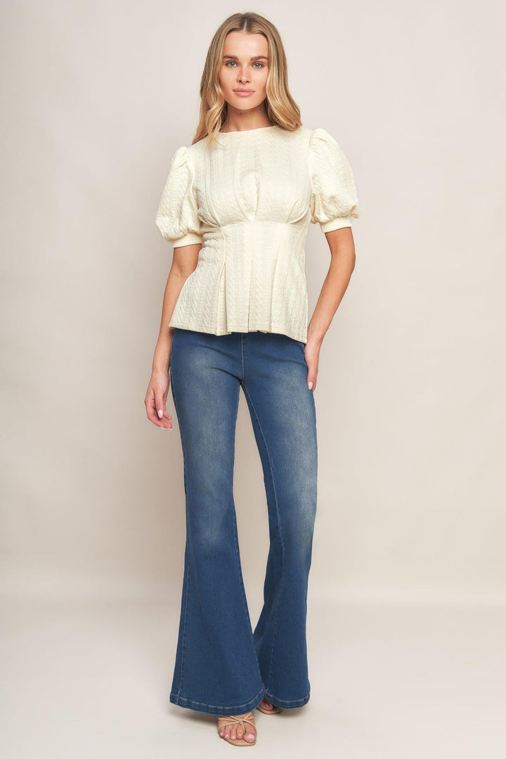 Cream Twist Woven Top from KADOU Boutique
