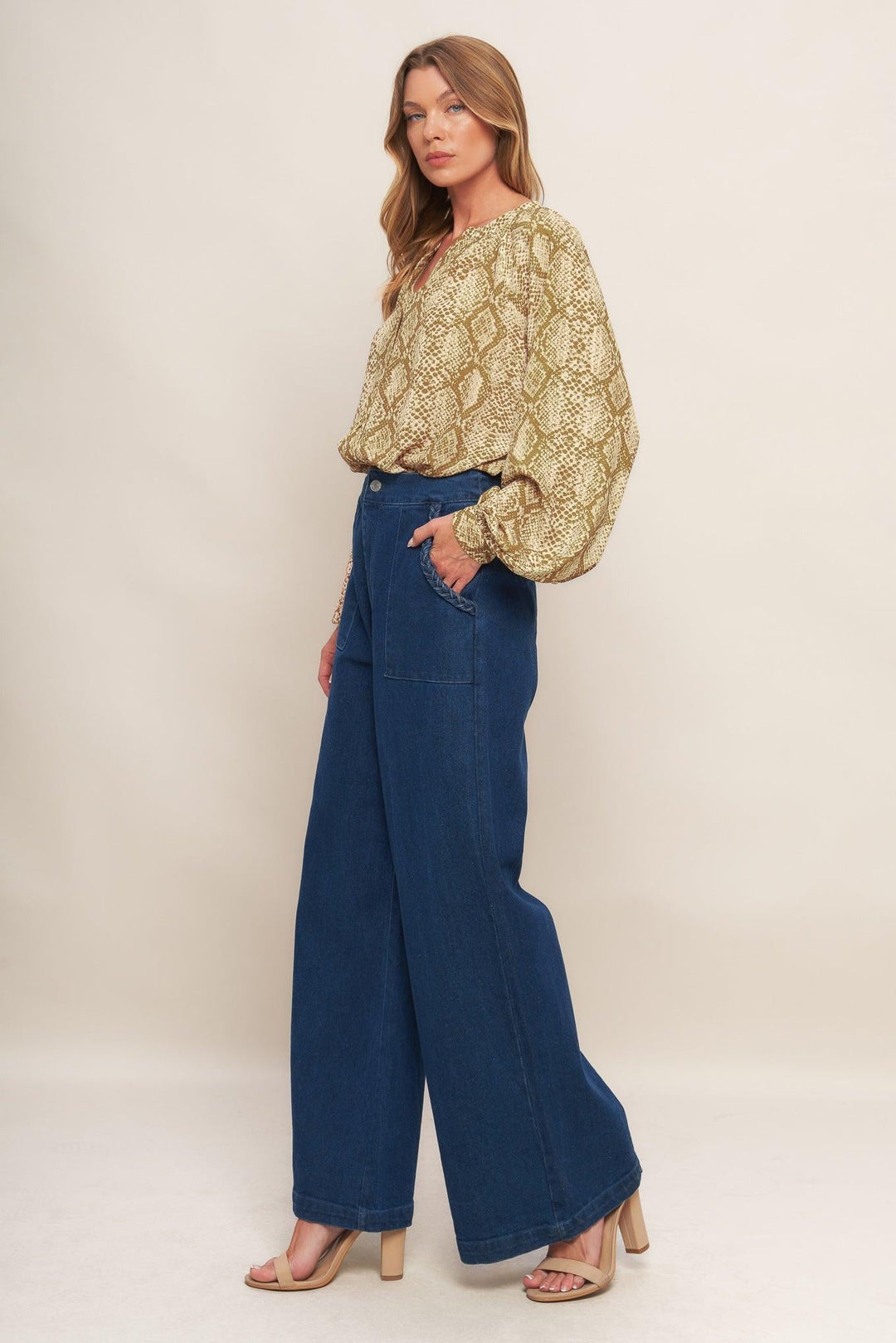 Retro Chic Taupe Woven Top from KADOU Boutique
