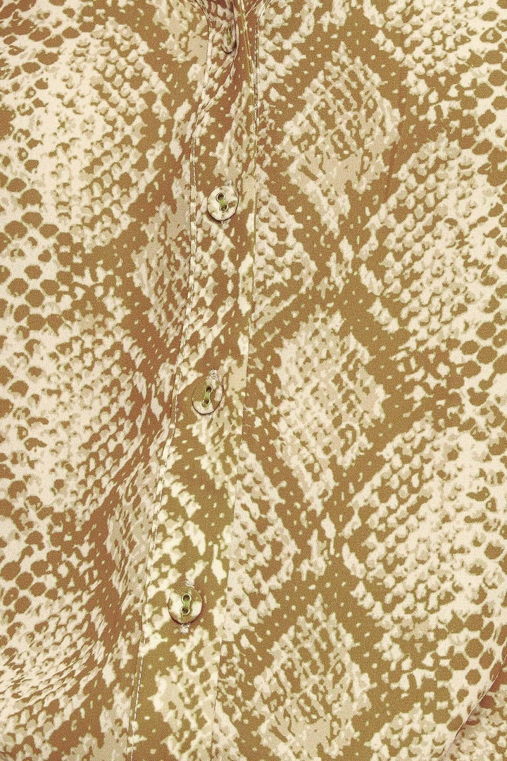 RETRO CHIC TAUPE WOVEN TOP