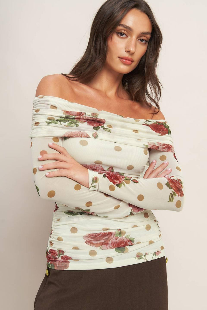 CREAM &amp; BLOOM DELIGHT POWER MESH TOP