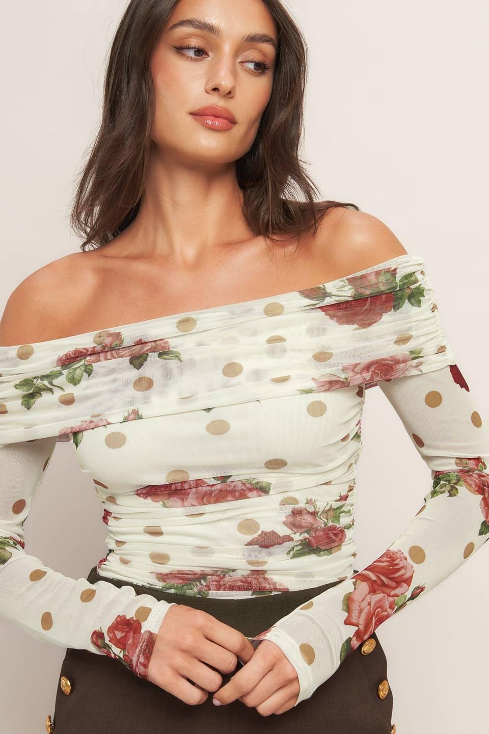 CREAM &amp; BLOOM DELIGHT POWER MESH TOP