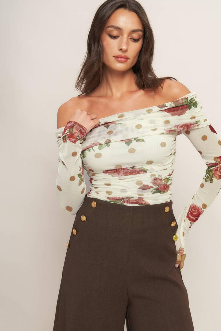CREAM &amp; BLOOM DELIGHT POWER MESH TOP