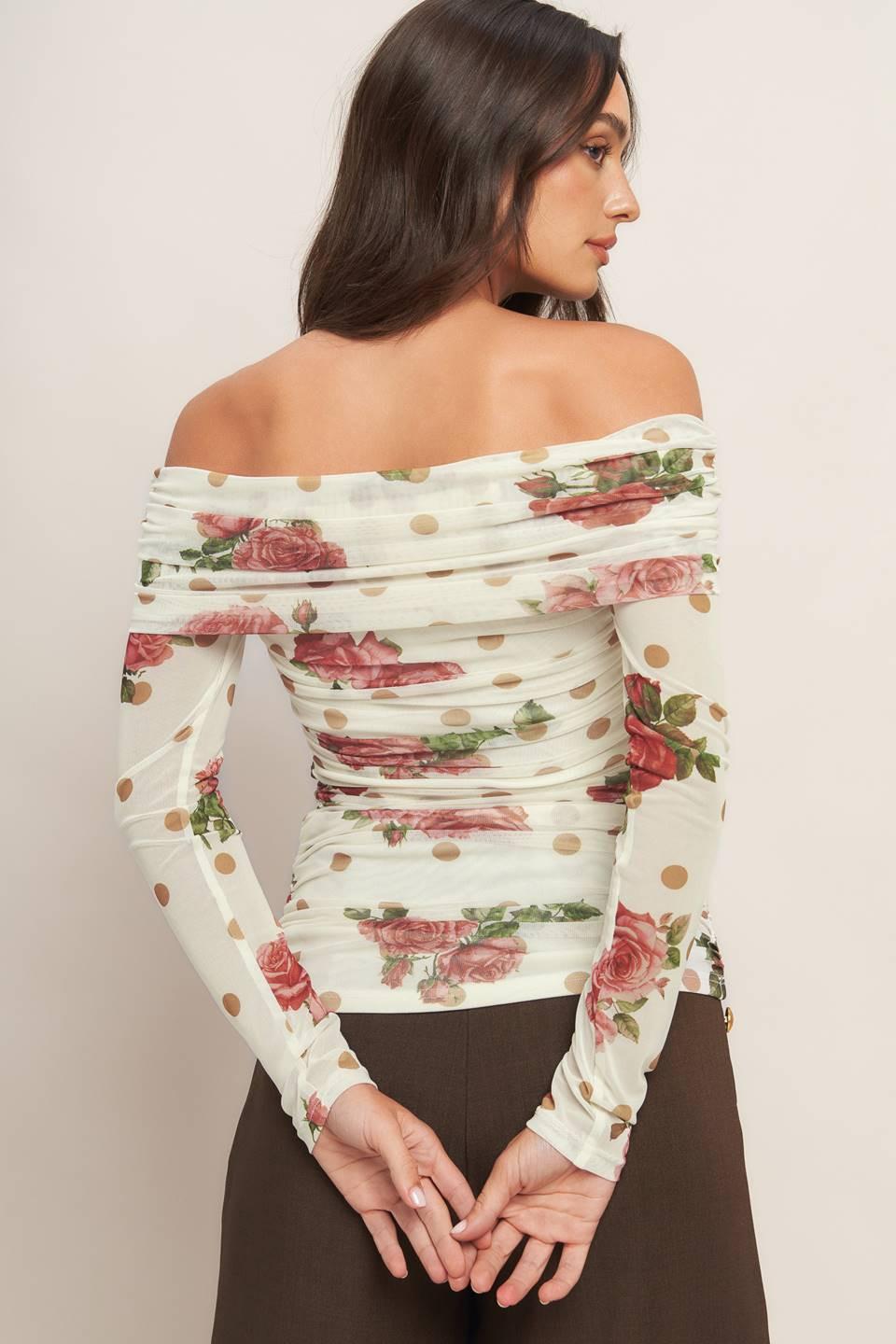 CREAM &amp; BLOOM DELIGHT POWER MESH TOP