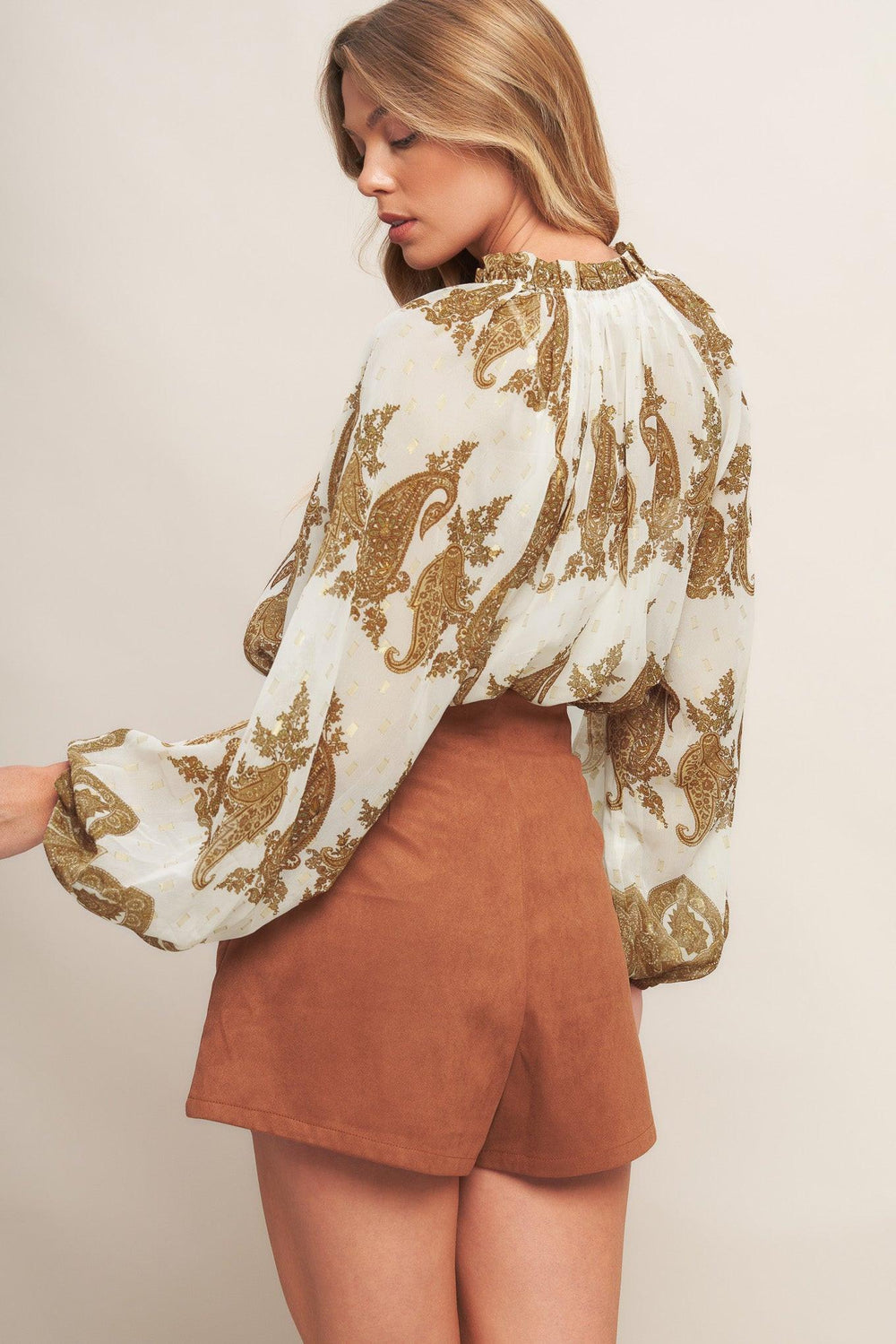 Moroccan Spice Ivory Woven Top from KADOU Boutique