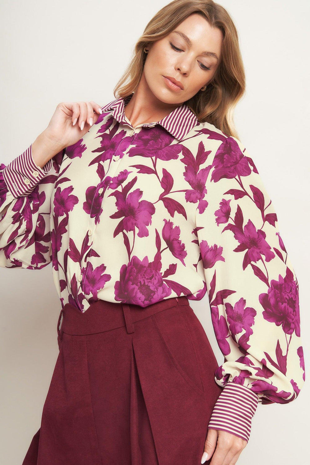 Sweet Botanical Charm Woven Top from KADOU Boutique