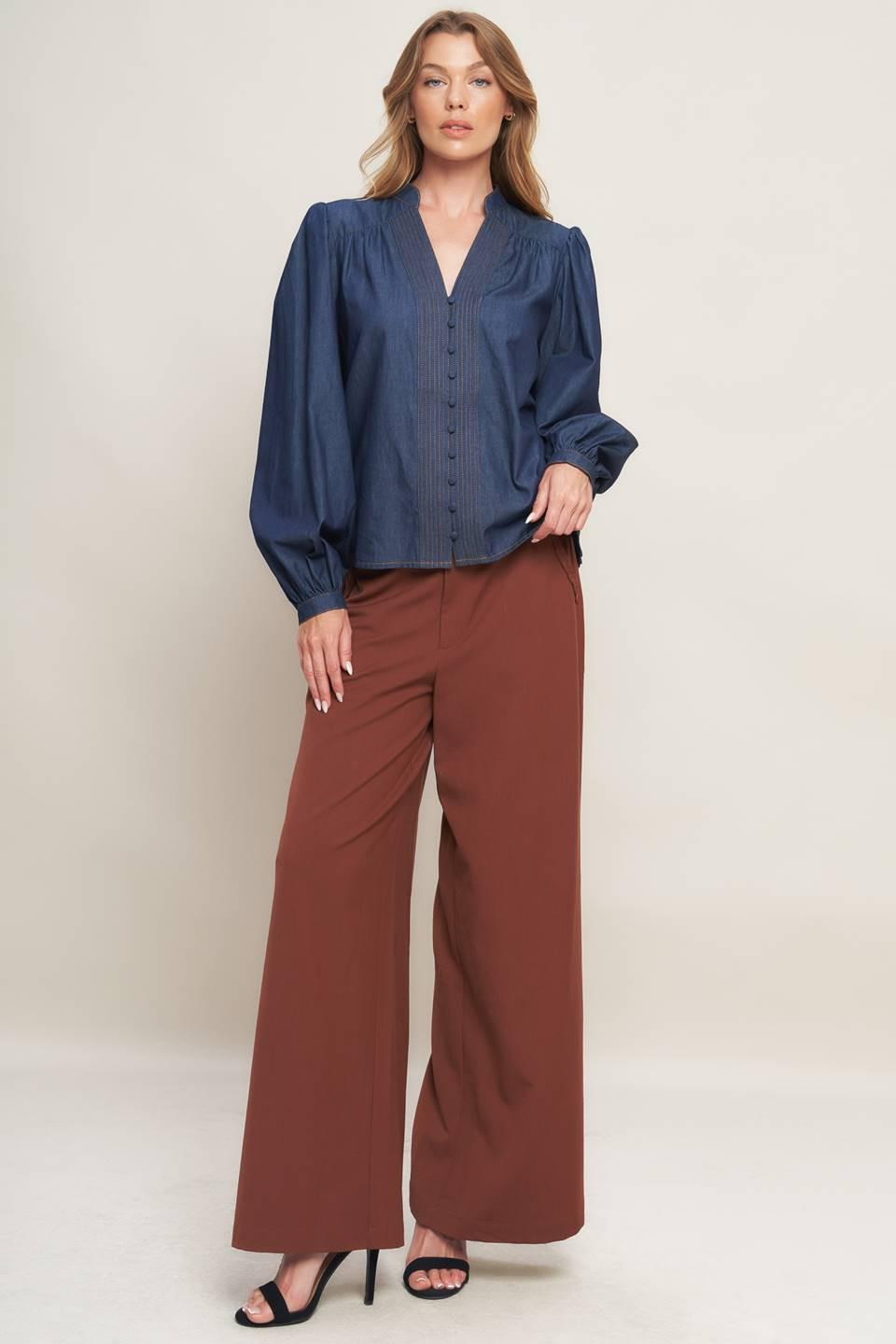 Stitch Story Lightweight Denim Top from KADOU Boutique
