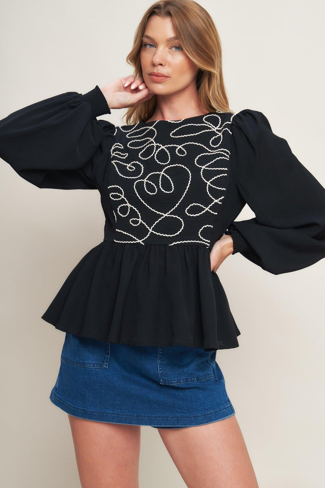 Black Canvas Woven Top from KADOU Boutique