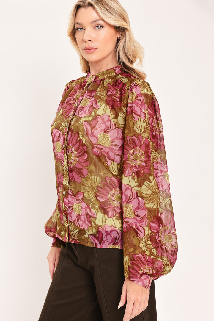 Antique Floral Whisper Woven Top from KADOU Boutique