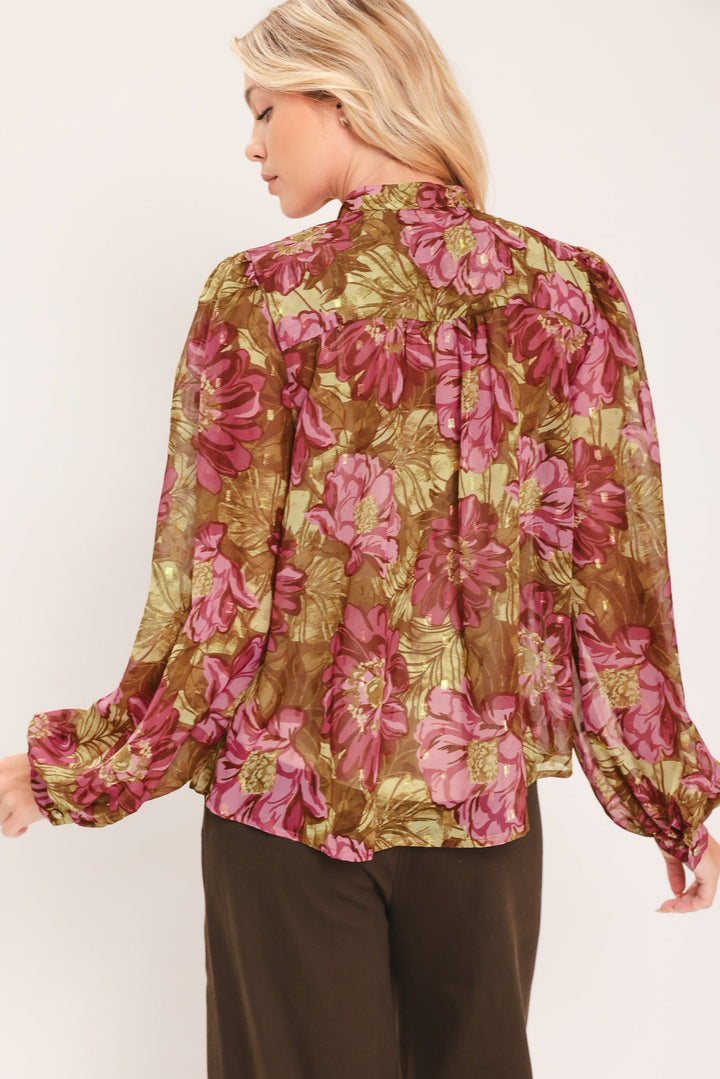 Antique Floral Whisper Woven Top from KADOU Boutique
