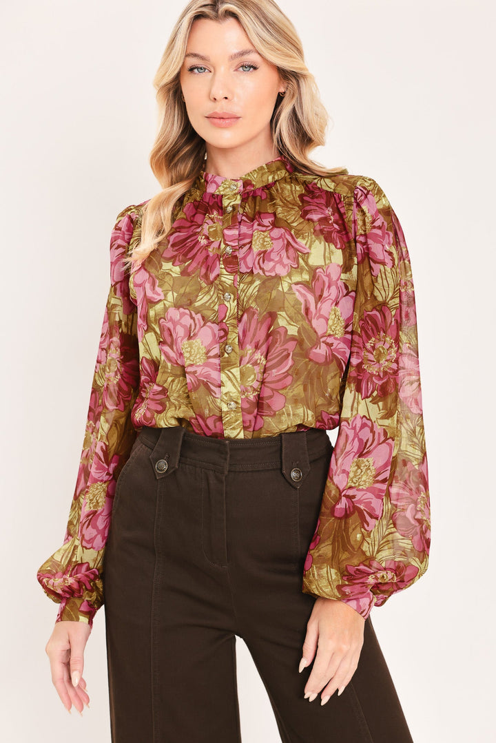 Antique Floral Whisper Woven Top from KADOU Boutique