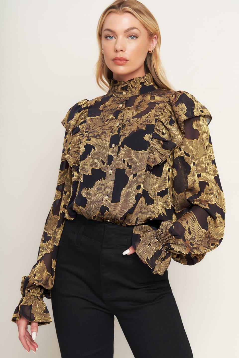 Shadow Glint Woven Top from KADOU Boutique