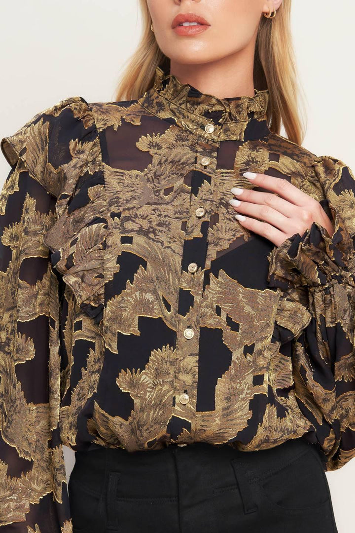 SHADOW GLINT WOVEN TOP