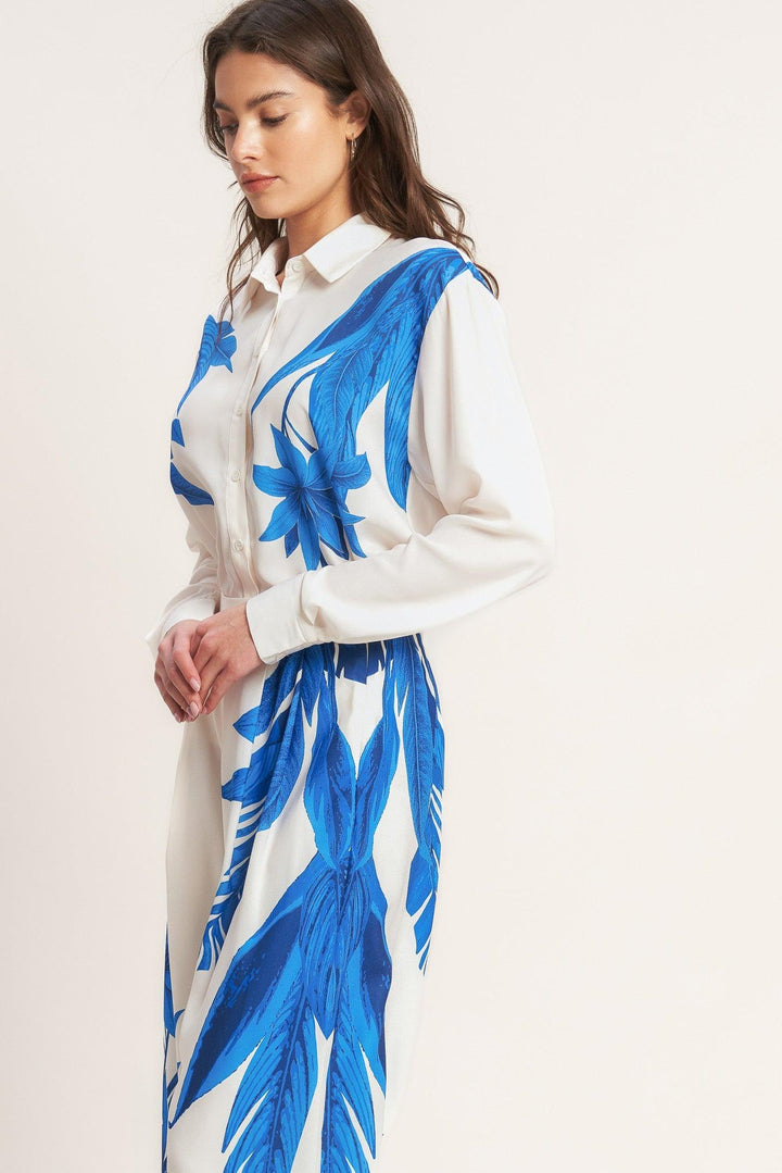Asymmetrical Botanical Woven Shirt from KADOU Boutique