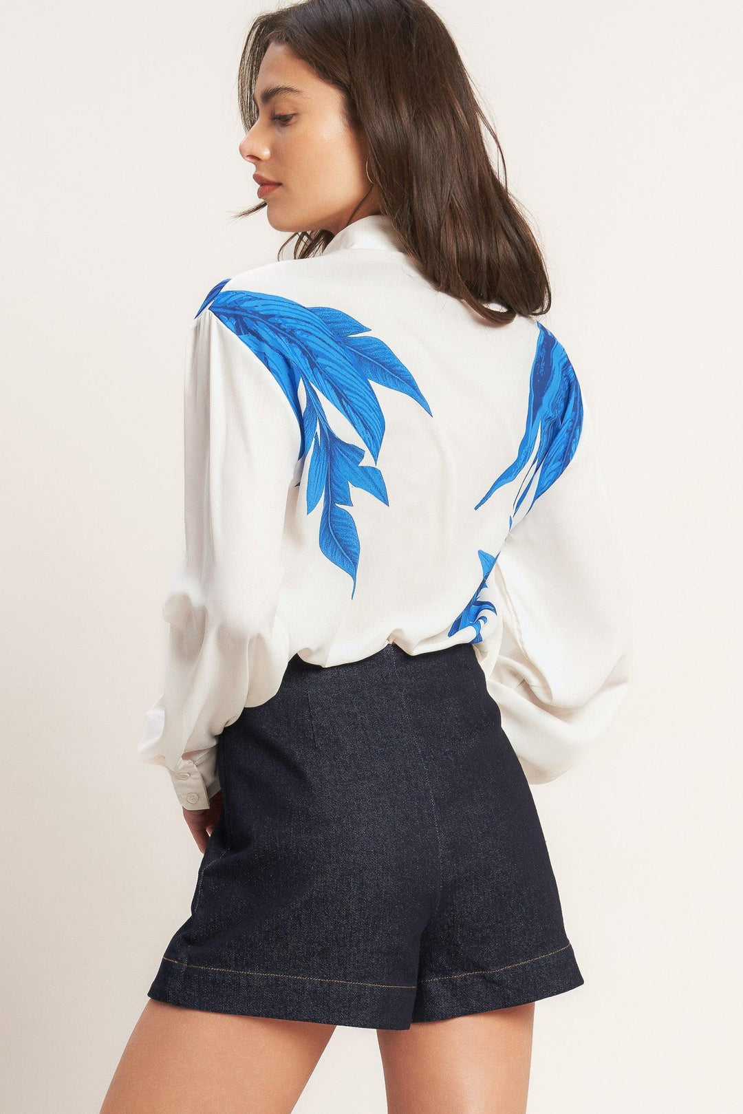 Asymmetrical Botanical Woven Shirt from KADOU Boutique